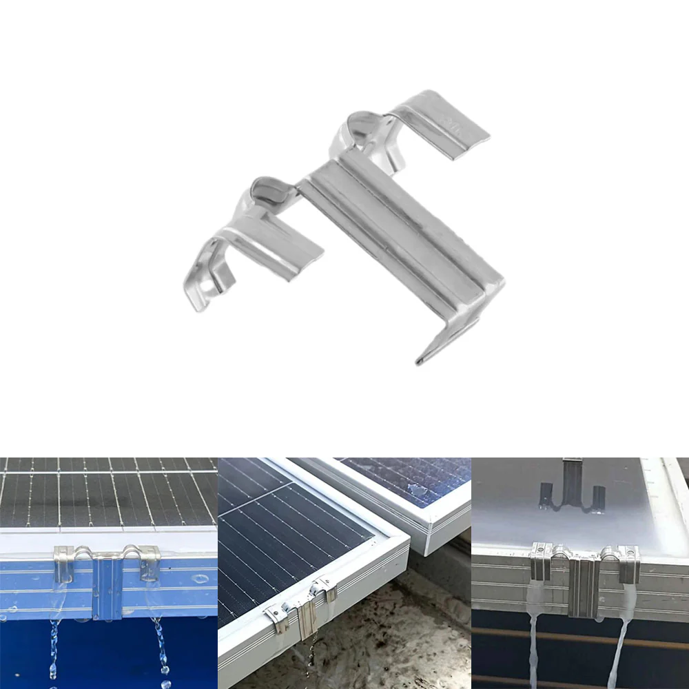 Solar Panel Water Drain Clips PV Module Stainless Steel Water Drain Cleaning Clip Pack of 10
